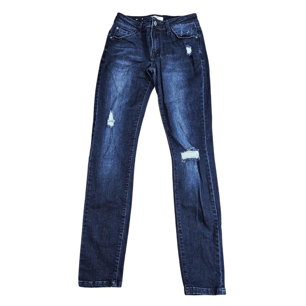 Kensie Jeans Jeans‎ Womens 2/26 Blue Knockout Skinny Mid Rise Distressed Denim
